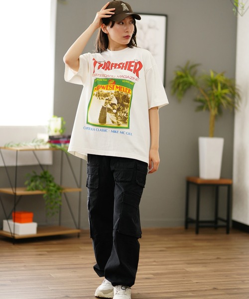 tシャツ Manhattan Portage/マンハッタンポーテージ  THRASHERコラボ Tシャツ オーバーサイズ MP-M583 レディース Manhattan Portage tシャツ Portage/マンハッタンポーテージ