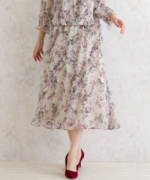 Rose Tiara スカート 「セットアップ可」フリルフラワースカート 