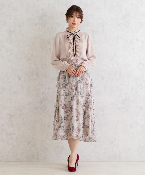 Rose Tiara スカート 「セットアップ可」フリルフラワースカート 
