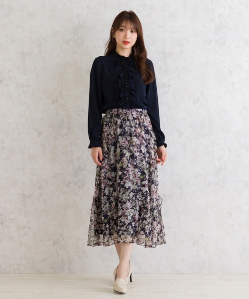 Rose Tiara スカート 「セットアップ可」フリルフラワースカート 