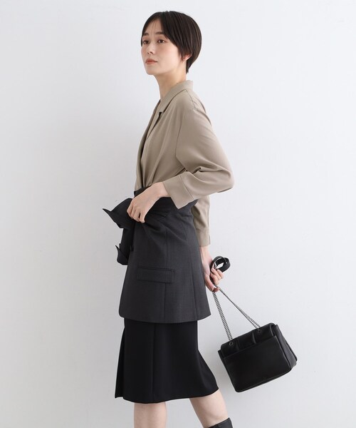 ✨美品✨【インディヴィ】ロング丈ワンピース　大きいサイズ　15 七分袖　ネイビー ✨美品✨【インディヴィ】ロング丈ワンピース 大きいサイズ 15 七分袖