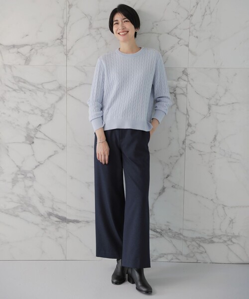 ニット セーター 「洗える」WOOL BLEND AIR クルーネック