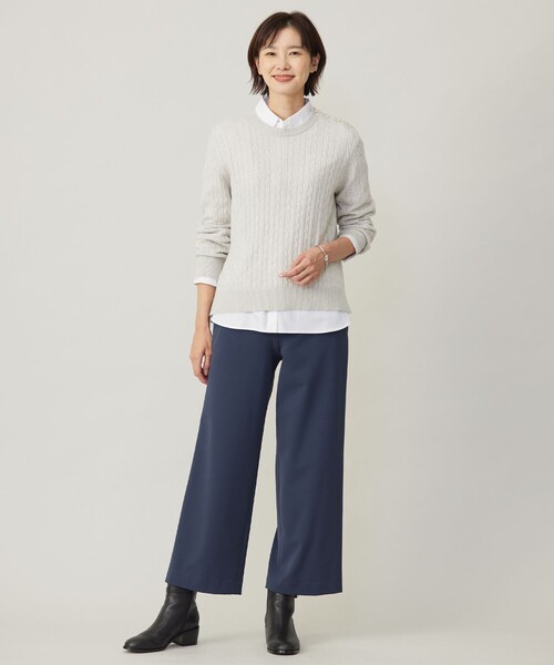 ニット セーター 「洗える」WOOL BLEND AIR クルーネック
