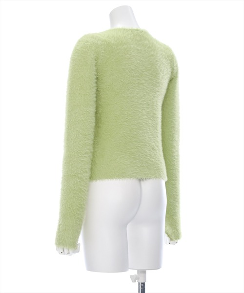 clear ニット セーター ショートフェザーダブルジップニットトップス