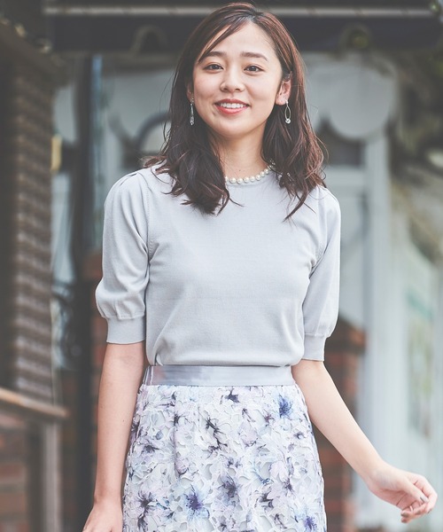 「LAISSE PASSE」 半袖ニット MEDIUM ライトグレー レディース LAISSE PASSE 「LAISSE PASSE」 半袖ニット MEDIUM ライトグレー