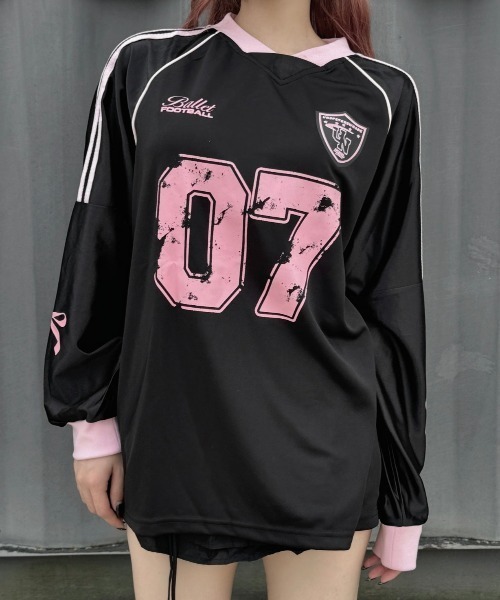 tシャツ リボンプリントユニフォームロングTシャツ レディース メンズ