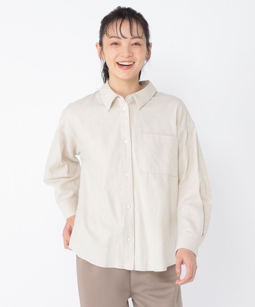 ブラウス シャツ 「ウタオ」起毛インタックシャツ レディース