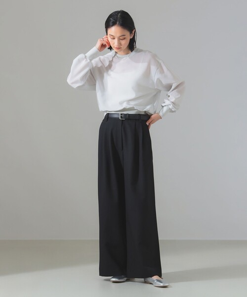 Demi-Luxe BEAMS ブラウス シャツ ニット コンビ シアーブラウス