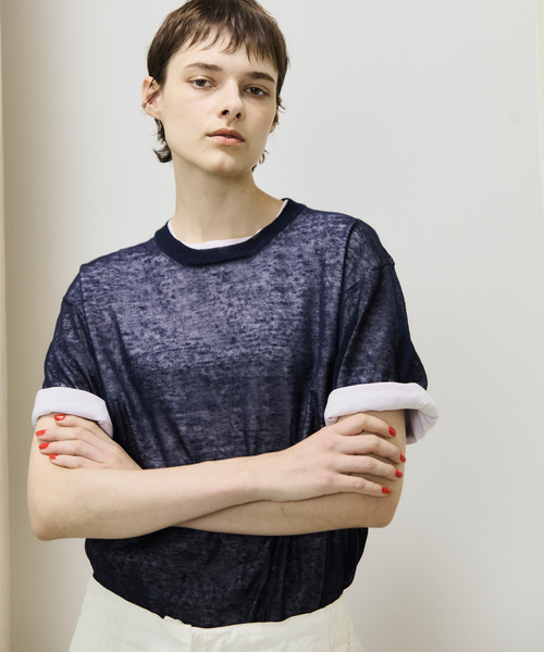 tシャツ unfil アンフィル / high-count linen oversized knit-Tee ハイカウントリネンオーバーサイズニットT