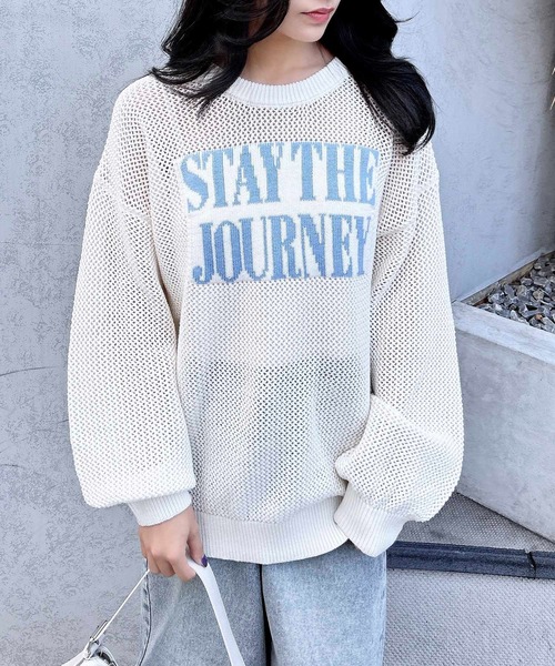 GRIFONI 売れ筋商品|||グリフォーニ ニット&セーター アウター レディース Sweaters White INGNI ニット セーター アソートロゴメッシュニット レディース