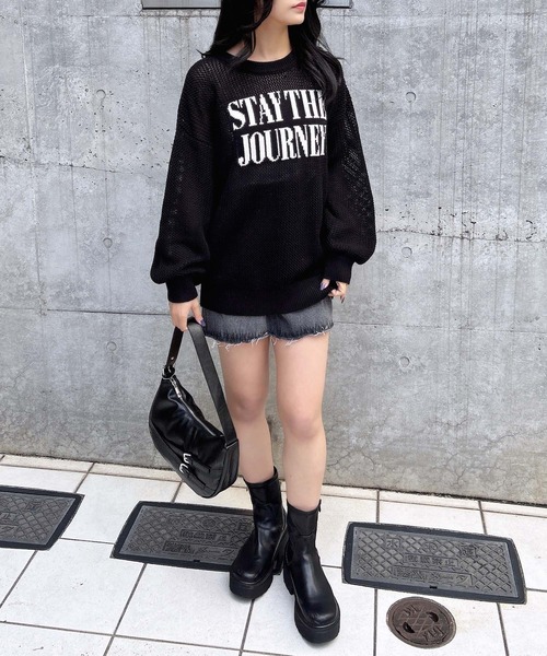 GRIFONI 売れ筋商品|||グリフォーニ ニット&セーター アウター レディース Sweaters Black ソフトスクエアアンゴラ風ニット（ニット/セーター）｜by muni:r