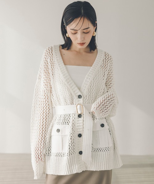 未使用です【anuans】メッシュサファリニットカーディガン anuans｜メッシュサファリニットカーディガン | Rakuten Fashion