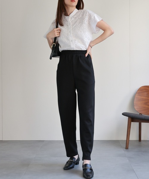 極美品＊45Rカットワークレース半袖ブラウス 3 黒 コットン綿 日本製 洗える 極美品＊45Rカットワークレース半袖ブラウス 3 黒 コットン綿