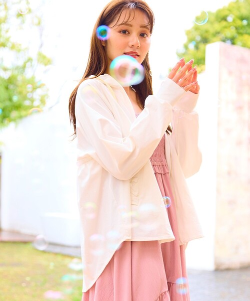 yori フリル付き パーカー yori撥水ストレッチフリルパーカー