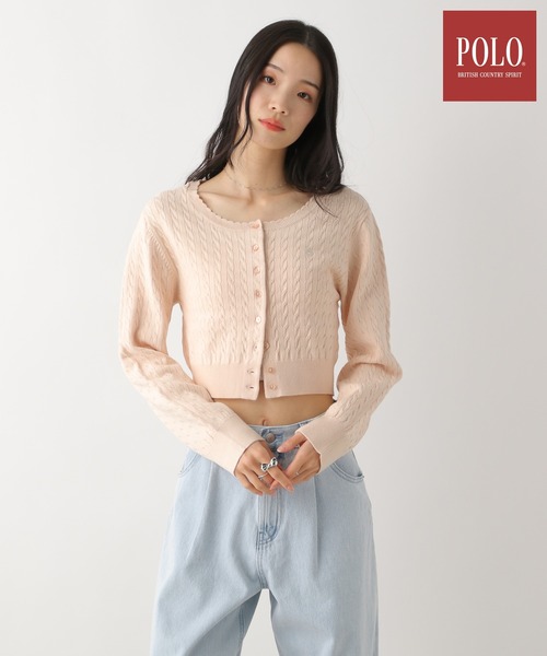 POLO BCS ケーブルニットカーディガン アイボリー Heather Heather カーディガン 「POLO BCS(ポロ・ビーシーエス