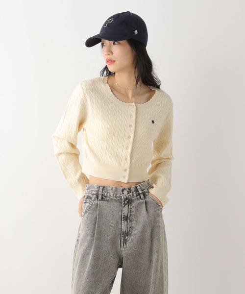 POLO BCS ケーブルニットカーディガン アイボリー Heather Heather カーディガン 「POLO BCS(ポロ・ビーシーエス