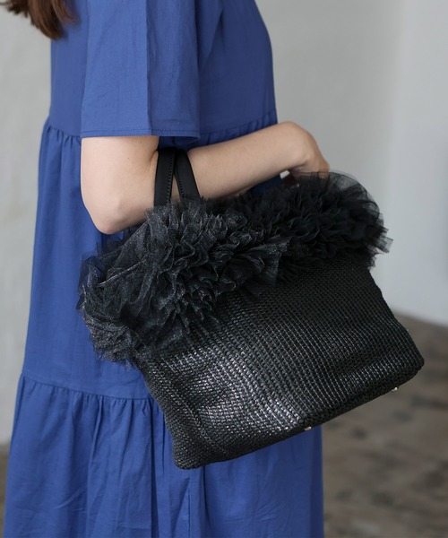 TOCCA ネイビー フリル 2way トートバッグ リボン - メルカリ
