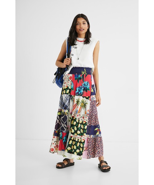 [Desigual] длинная юбка M белый женский 