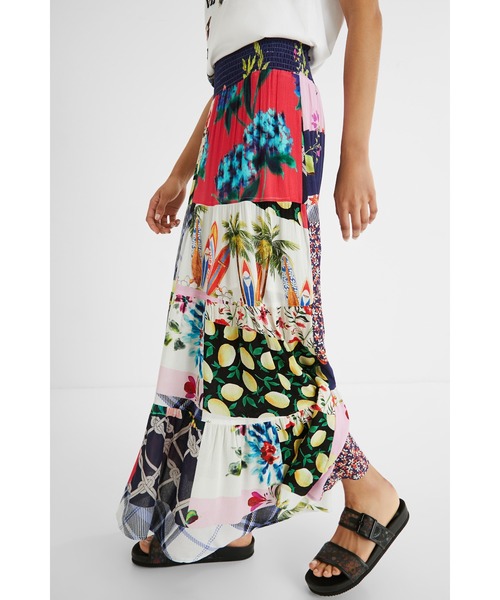 [Desigual] длинная юбка M белый женский 