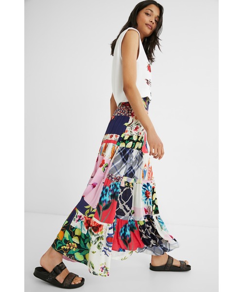 [Desigual] длинная юбка M белый женский 