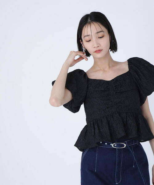 NATURAL BEAUTY BASIC ブラウス シャツ ジャガードクロップド