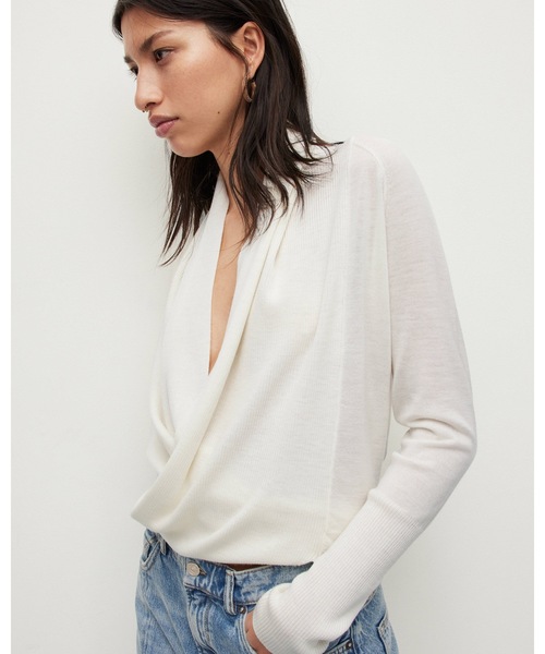 「ALLSAINTS」 ニットカーディガン X-SMALL ホワイト レディース_画像4
