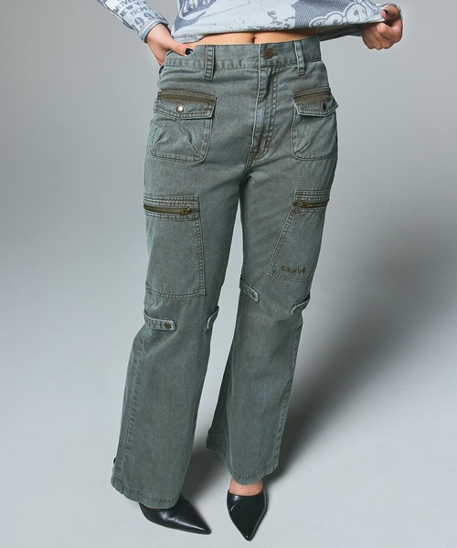 X-girl（エックスガール） パンツ FADED MULTI POCKET FLARE PANTS