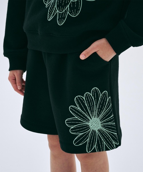 新品タグ付き【ラルディーニ】フラワー刺繍 スウェット ショートパンツ M Mardi Mercredi（マルディメクルディ） パンツ KIDS SWEAT SHORTS