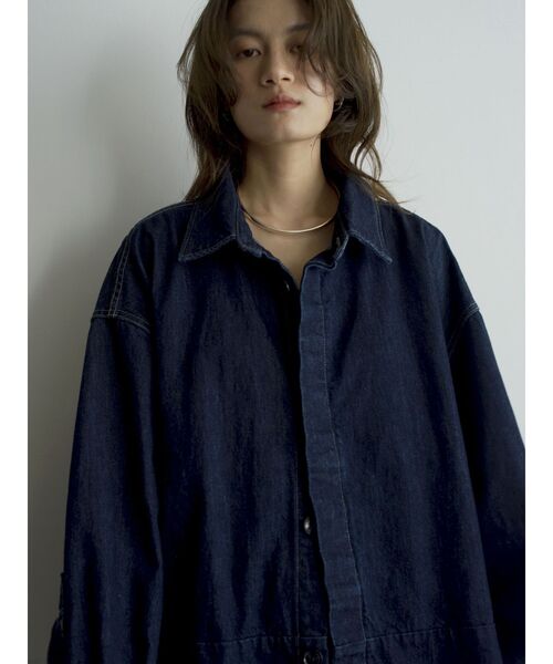 ブラウス シャツ 「Htage」ビッグシルエットデニムシャツ レディースの画像