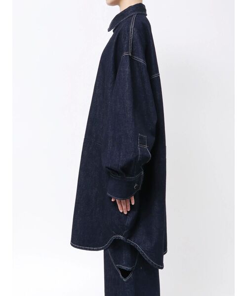 ブラウス シャツ 「Htage」ビッグシルエットデニムシャツ レディースの画像