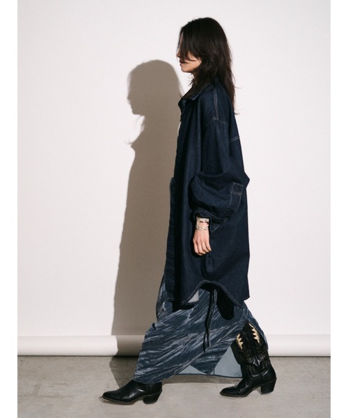 ブラウス シャツ 「Htage」ビッグシルエットデニムシャツ レディースの画像