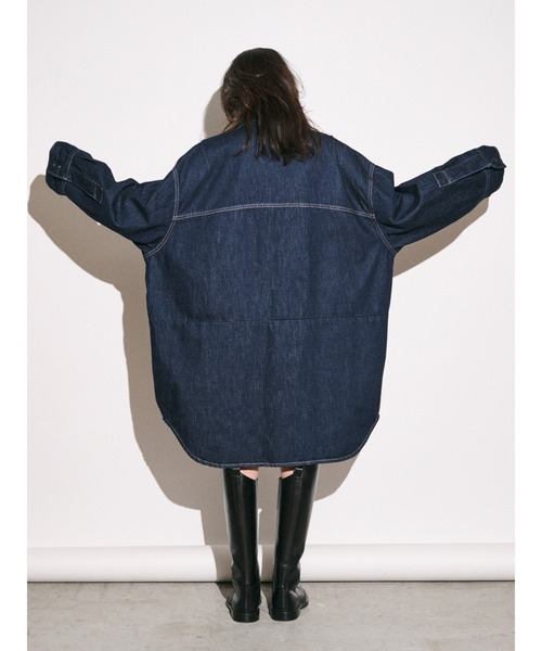 ブラウス シャツ 「Htage」ビッグシルエットデニムシャツ レディースの画像