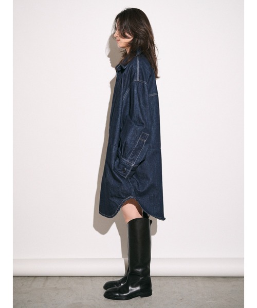 ブラウス シャツ 「Htage」ビッグシルエットデニムシャツ レディースの画像
