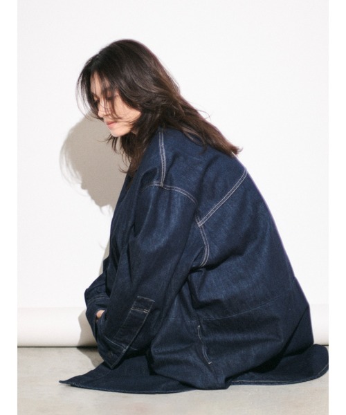 ブラウス シャツ 「Htage」ビッグシルエットデニムシャツ レディースの画像