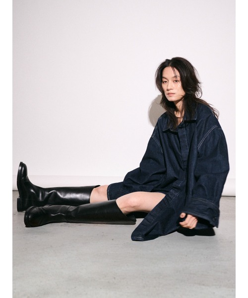 ブラウス シャツ 「Htage」ビッグシルエットデニムシャツ レディースの画像