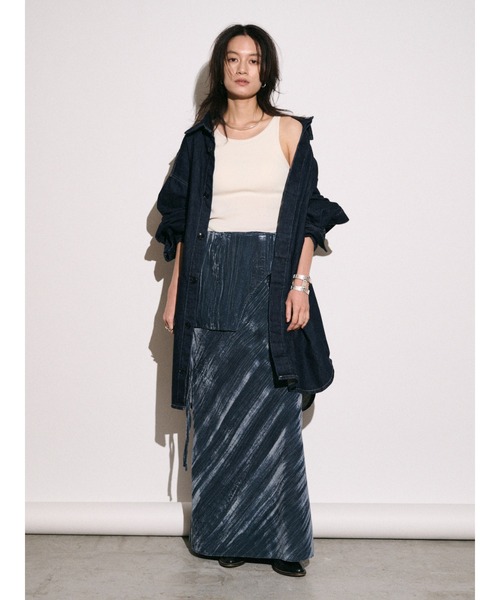 ブラウス シャツ 「Htage」ビッグシルエットデニムシャツ レディースの画像