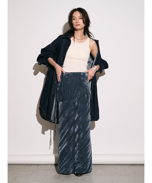 ブラウス シャツ 「Htage」ビッグシルエットデニムシャツ レディースの画像
