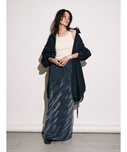ブラウス シャツ 「Htage」ビッグシルエットデニムシャツ レディースの画像