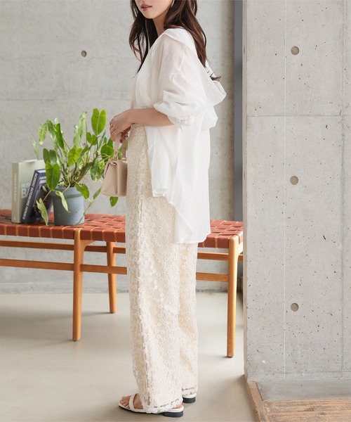 カンタベリー クレイジーパンツ と 花柄のパンツ の豪華3点セット パンツ 「 低身長向けサイズ 」 花柄刺繍シアーイージーパンツ
