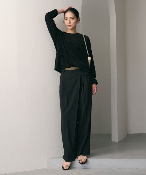 tシャツ ベロアストライプシアー ロングスリーブカットソー レディース BEAUTY＆YOUTH UNITED ARROWS tシャツ ベロアストライプシアー