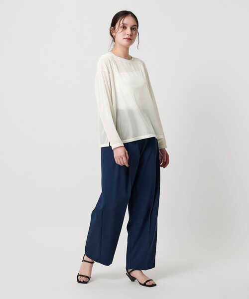 tシャツ ベロアストライプシアー ロングスリーブカットソー レディース BEAUTY＆YOUTH UNITED ARROWS tシャツ ベロアストライプシアー