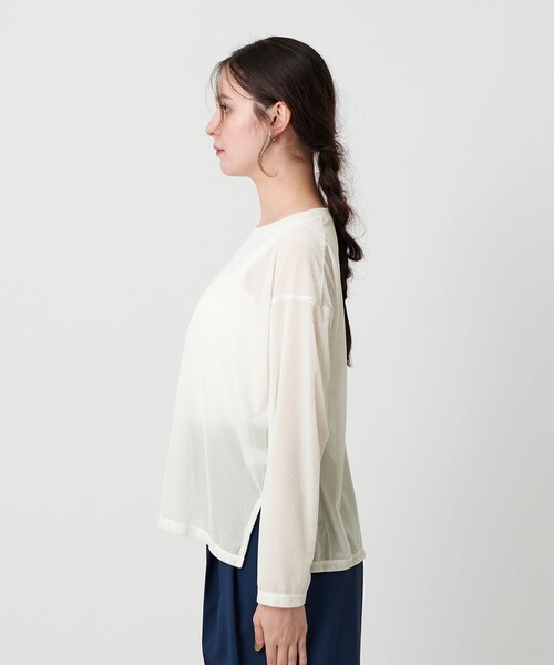 tシャツ ベロアストライプシアー ロングスリーブカットソー レディース BEAUTY＆YOUTH UNITED ARROWS tシャツ ベロアストライプシアー