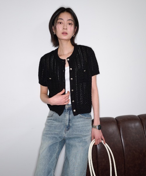 ZARA - GENERAL IDEA ジェネラルアイディア ケーブル半袖カーディガン GENERAL IDEA カーディガン IDEA/ジェネラルアイディア cable