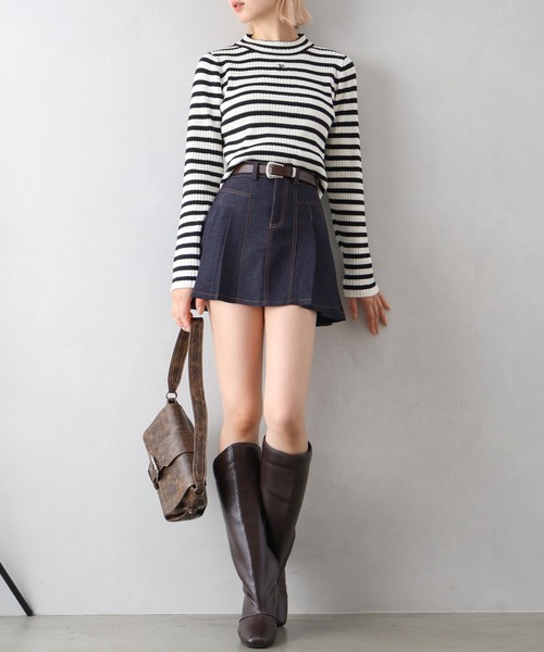 SpRay（スプレイ） スカート ベルト付きステッチプリーツミニスカート