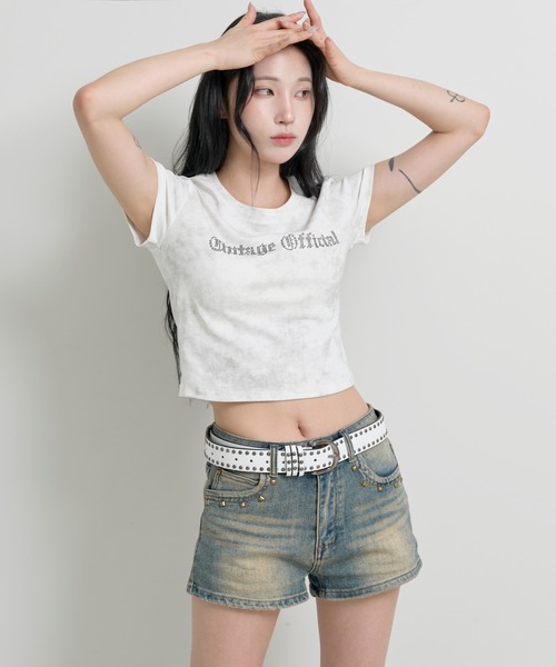 「FOLLOWIN」 デニムショートパンツ LARGE ブラック レディース