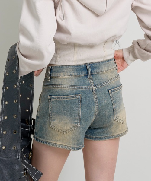 「FOLLOWIN」 デニムショートパンツ LARGE ブラック レディース