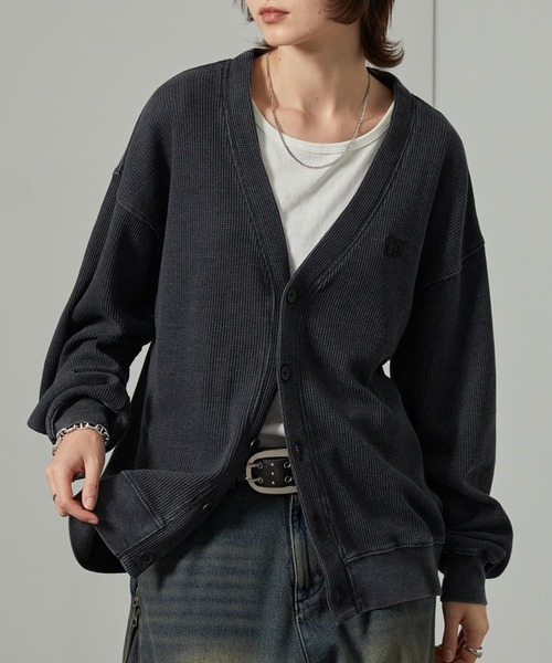 カーディガン 「Alfred Alex」ヴィンテージスノーウォッシュ加工ワン