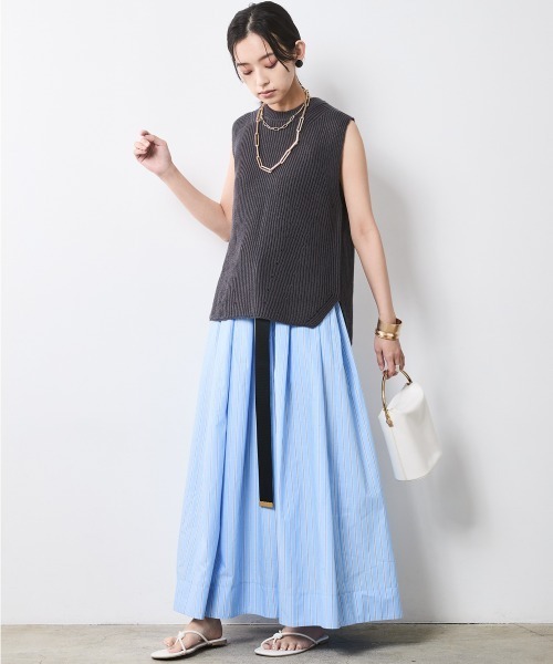 「CHIC STYLE」 フレアスカート 5L ベージュ レディース_画像5