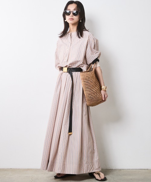 「CHIC STYLE」 フレアスカート 5L ベージュ レディース_画像9