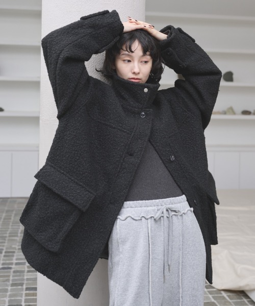 AIC. コート アウター 2WAYループツイードミドルコート レディース